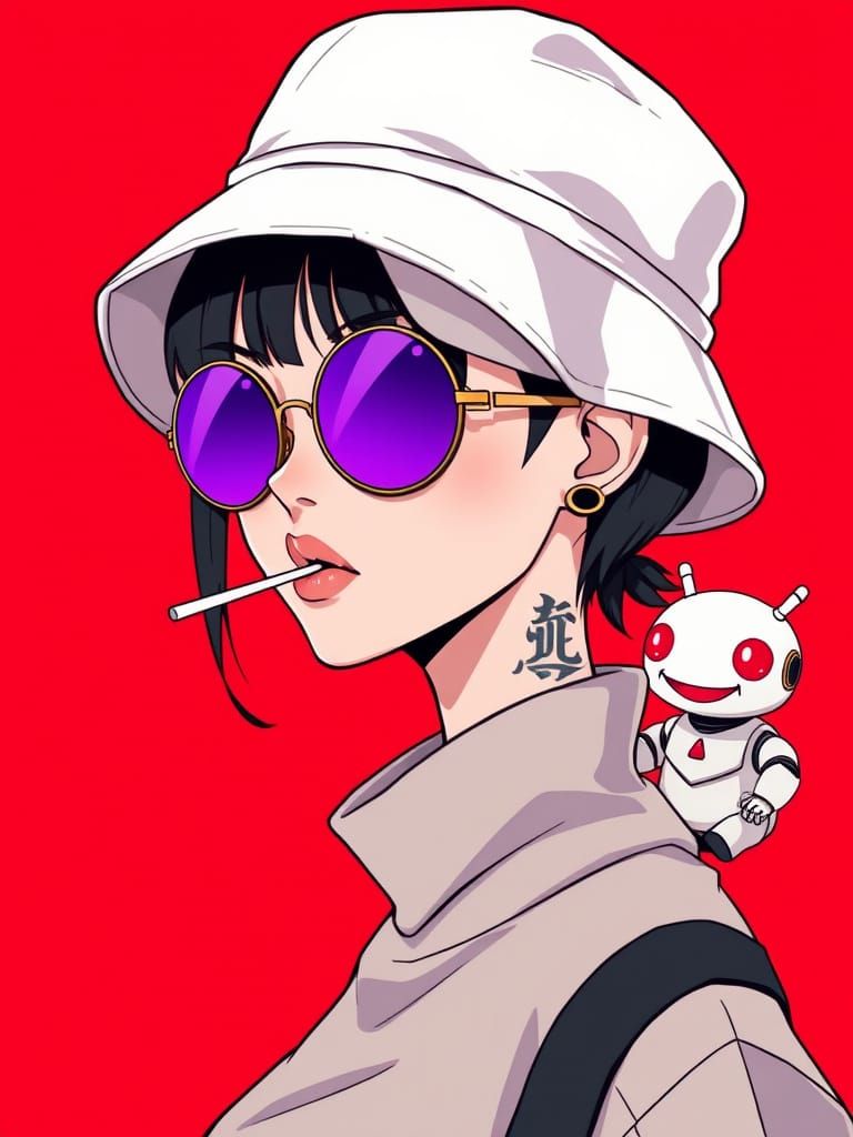 Sleek Anime-Inspired Character in Chic Side-Profile Pose