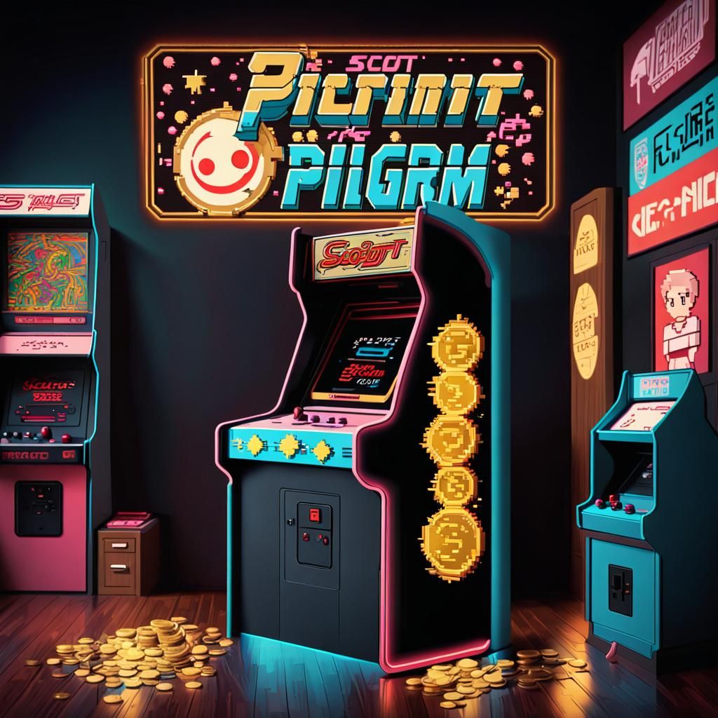 Retro Pixel Art Arcade Sign Featuring Scott Pilgrim