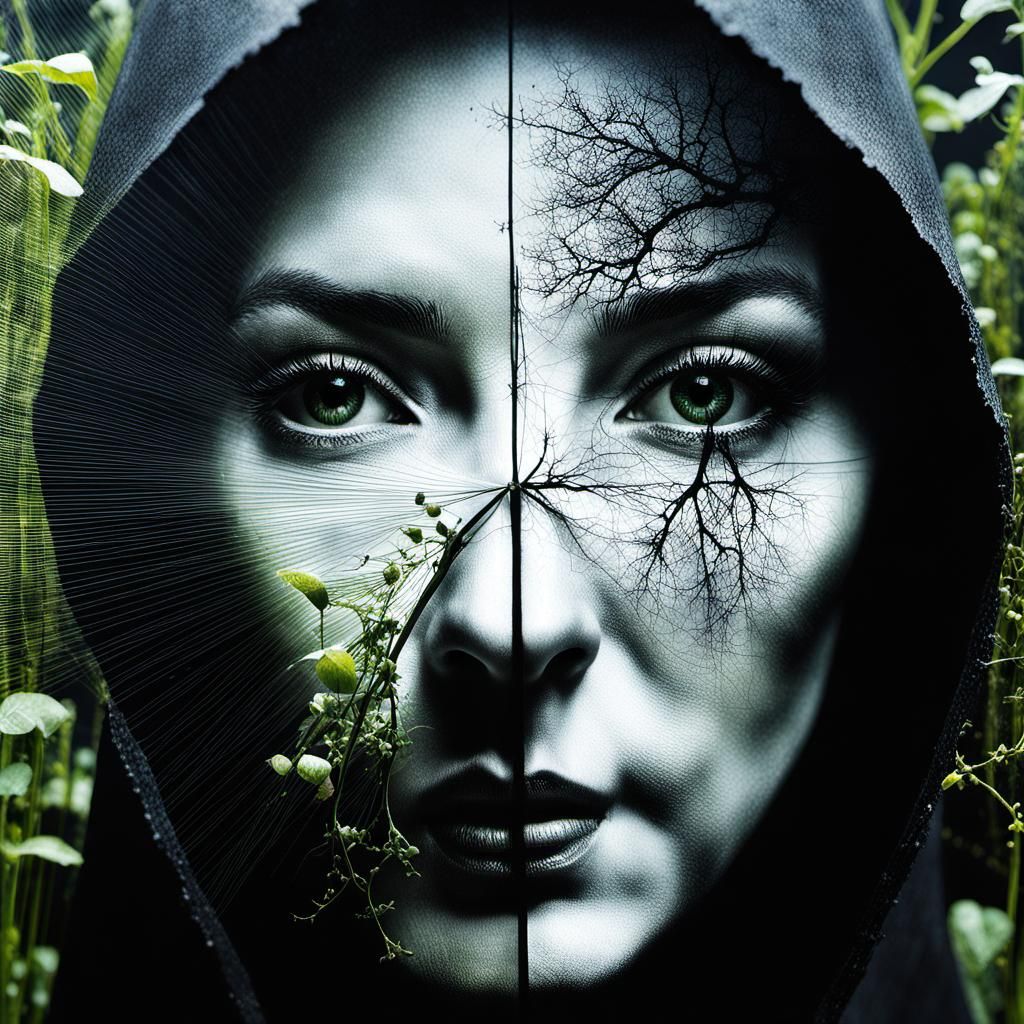 Demonic Cyborg Bear Portrait in Volcanic Hyperspace