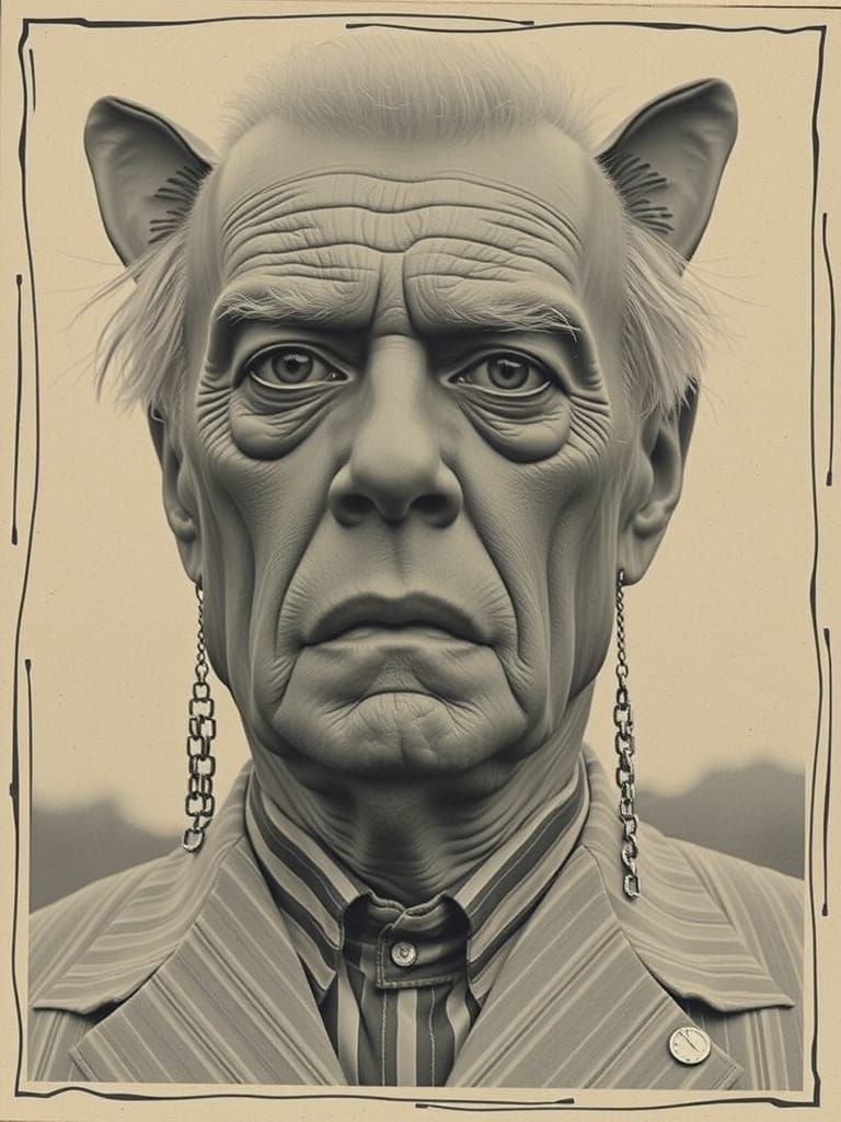 Man with Extreme Plastic Surgery in Cyberpunk Style