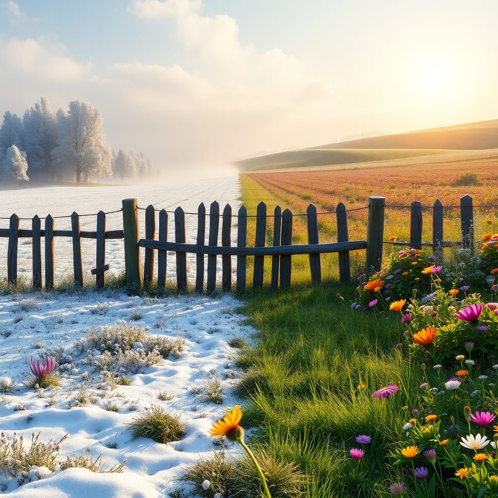 Contrasting Worlds Divided by Fence