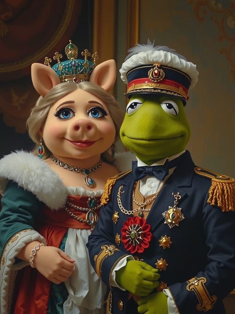 Miss Piggy and Kermit as Royal Couple