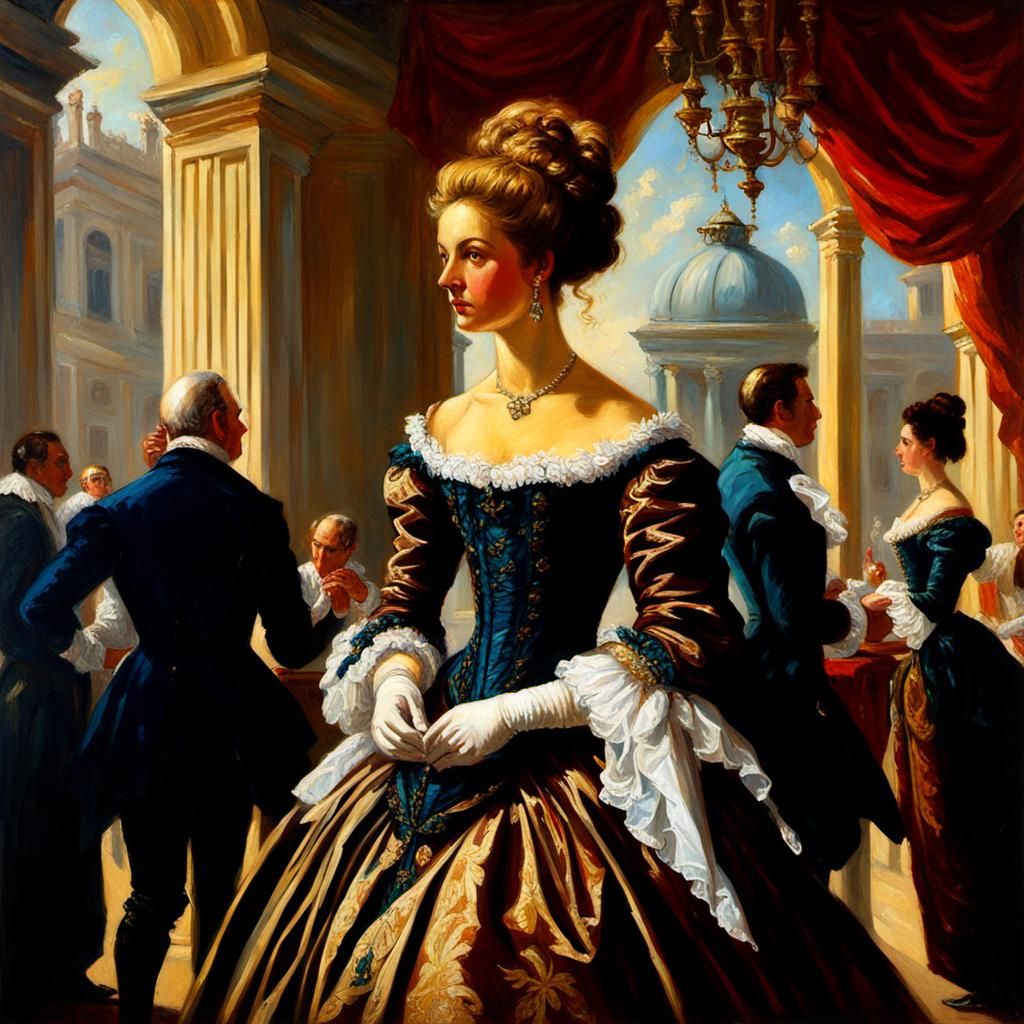 Baroque Painting: Young Lady Attending the Ball