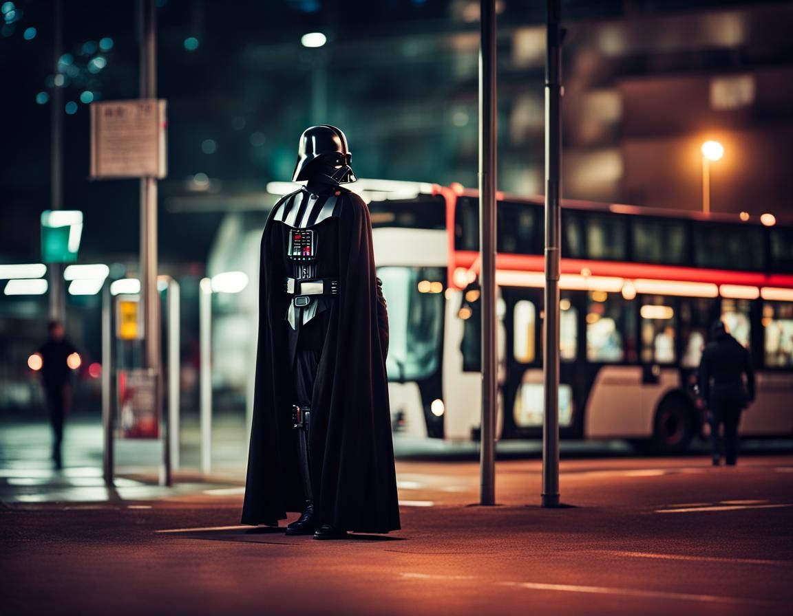 Darth Vader Waiting for a Bus