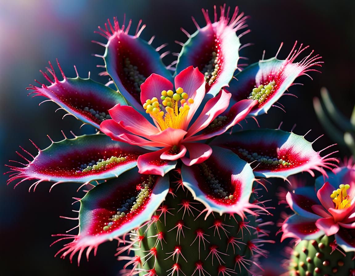 Futuristic Cactus Flower with Light Effects