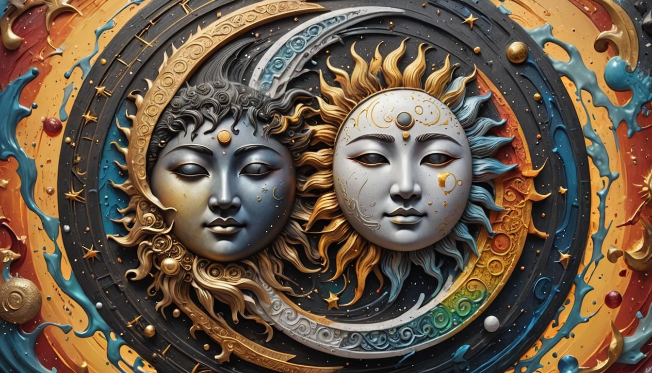 Magical Yin Yang Sun and Moon Splash Art