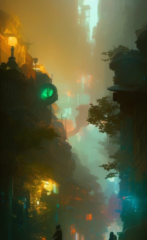 Hyperdetailed Cityscape with Dynamic Lighting