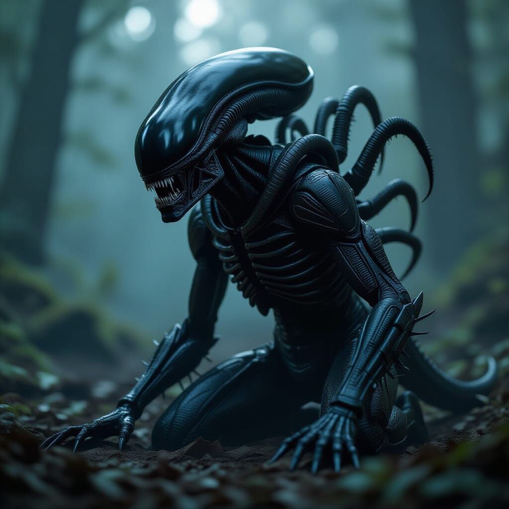 Xenomorph Alien Adapts Tick Qualities in Cinematic Film Stil...