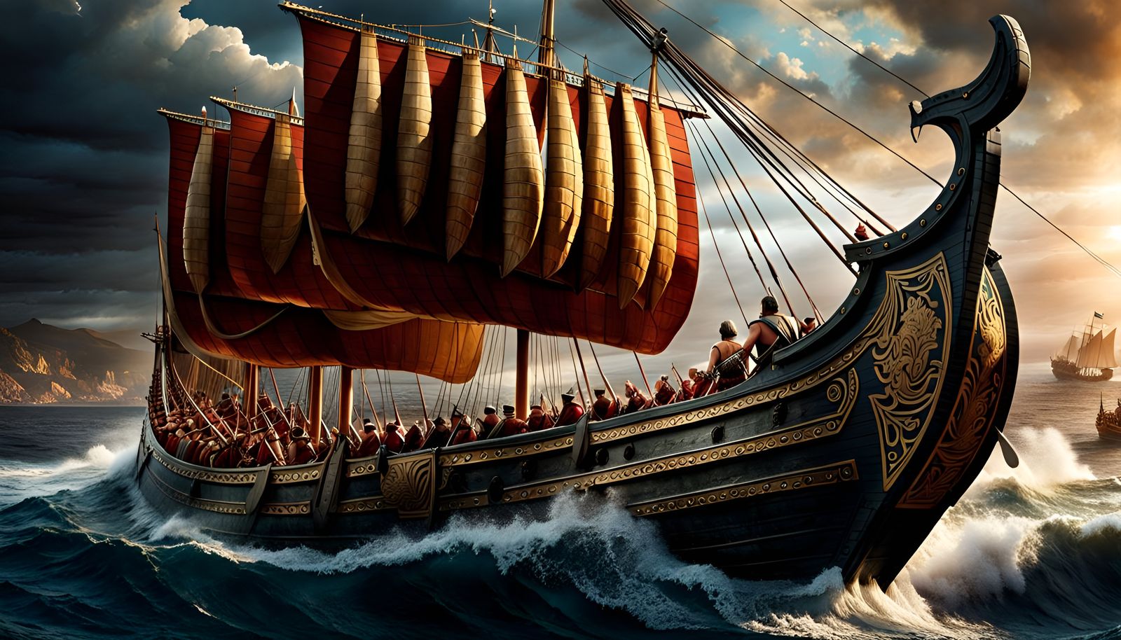 Roman Trireme Sinking in Ancient Sea Battle