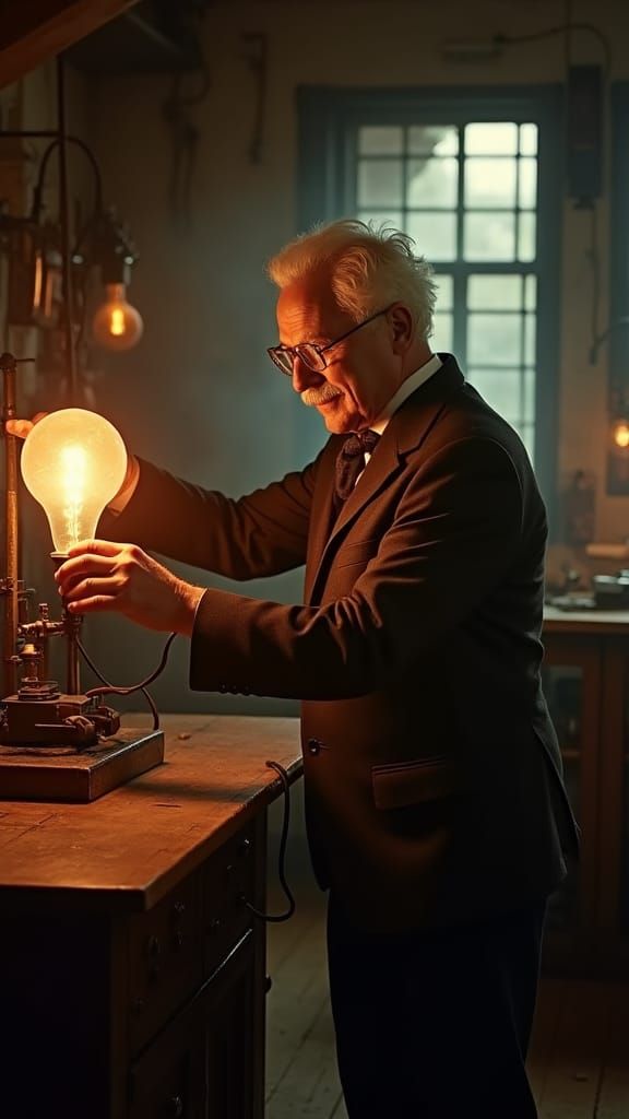 Edison and the Lightbulb: Cinematic Laboratory Scene