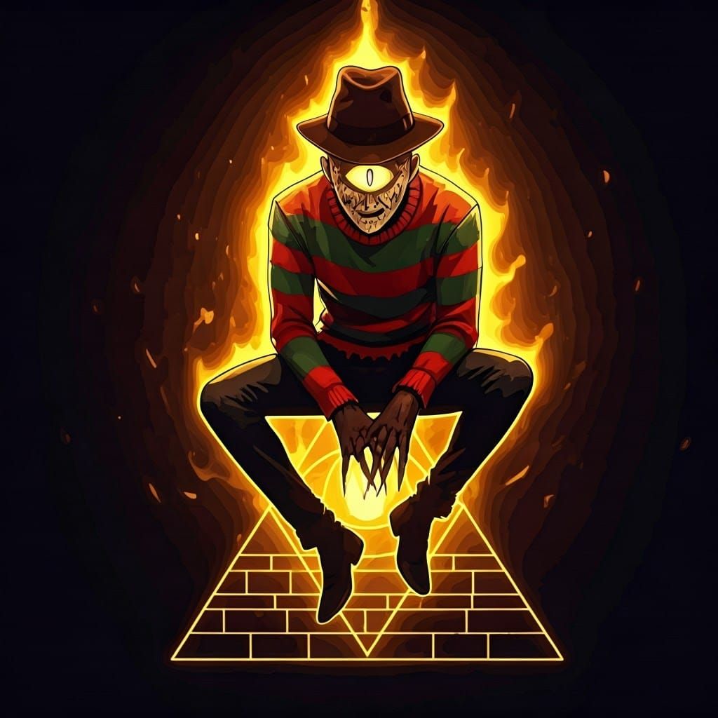Bill Cipher as Freddy Krueger in Manga Style