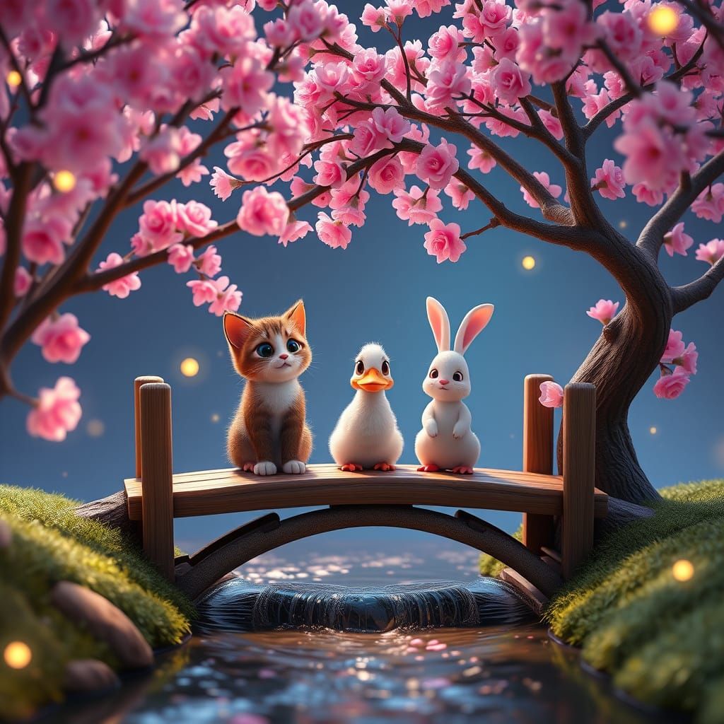 Pixar-Inspired CGI Scene: Whimsical Woodland Gathering
