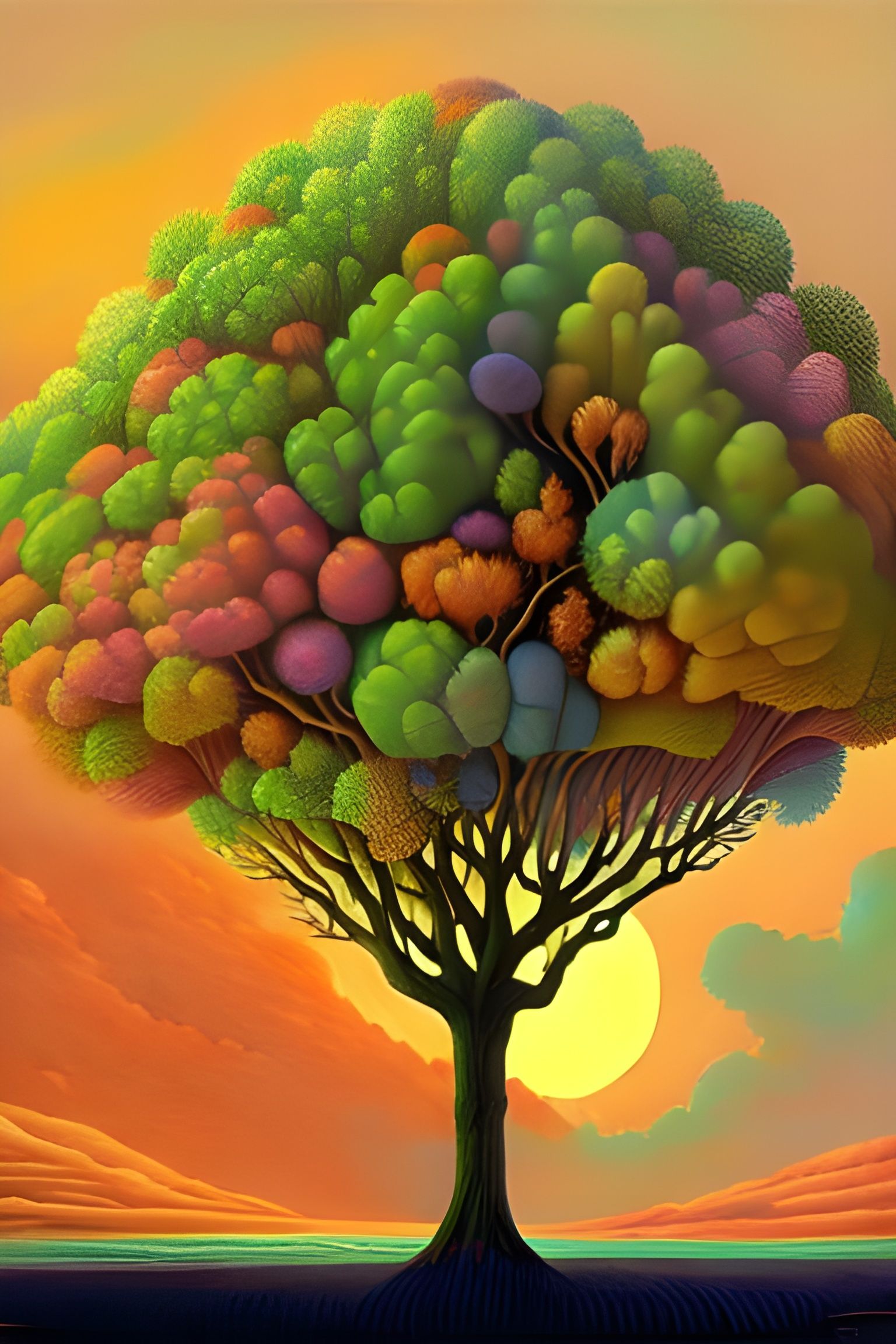 Colorful Nebula in Kinetic Pointillism Style