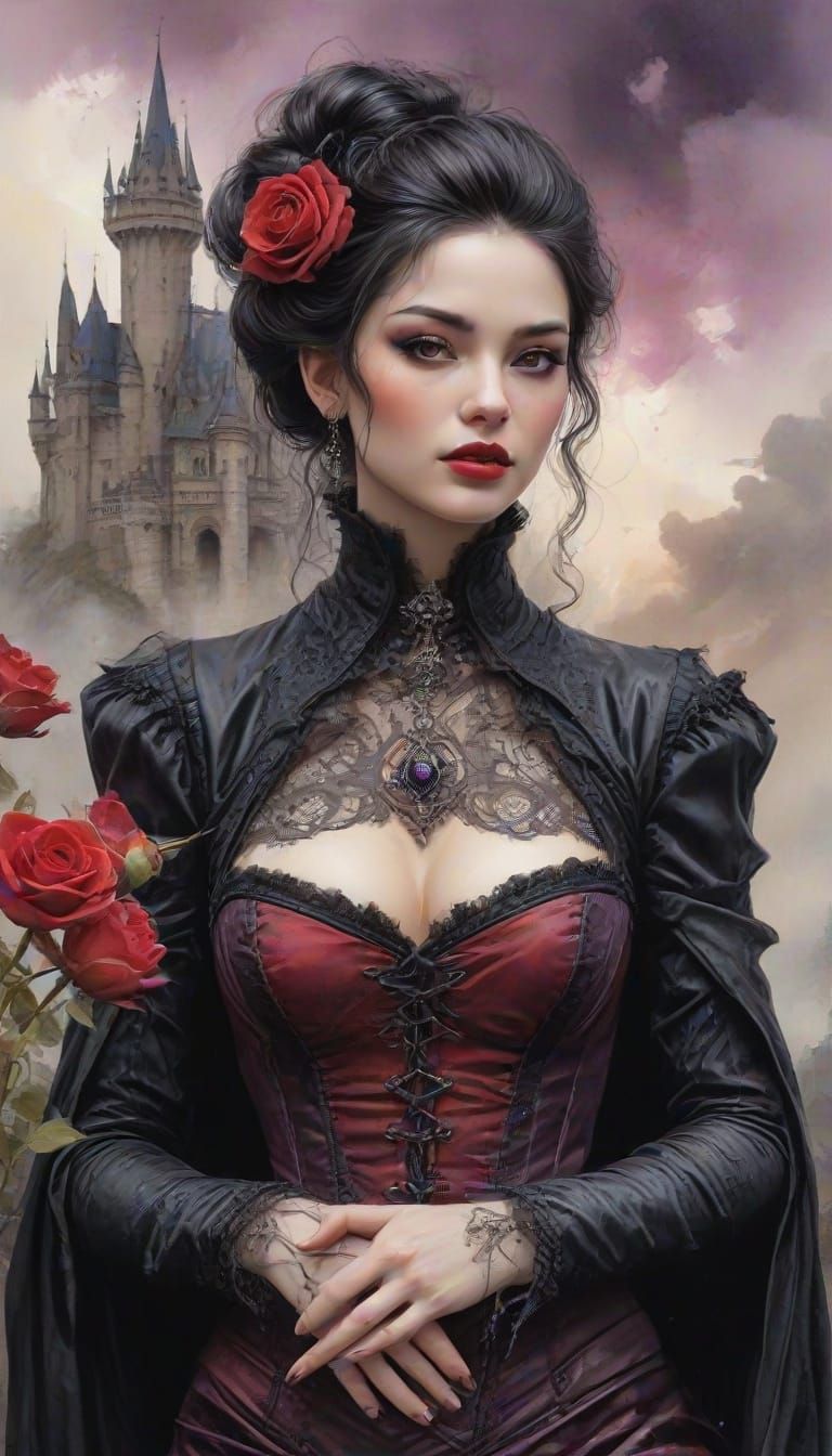 Elegant Vampire Portrait in Gothic Style