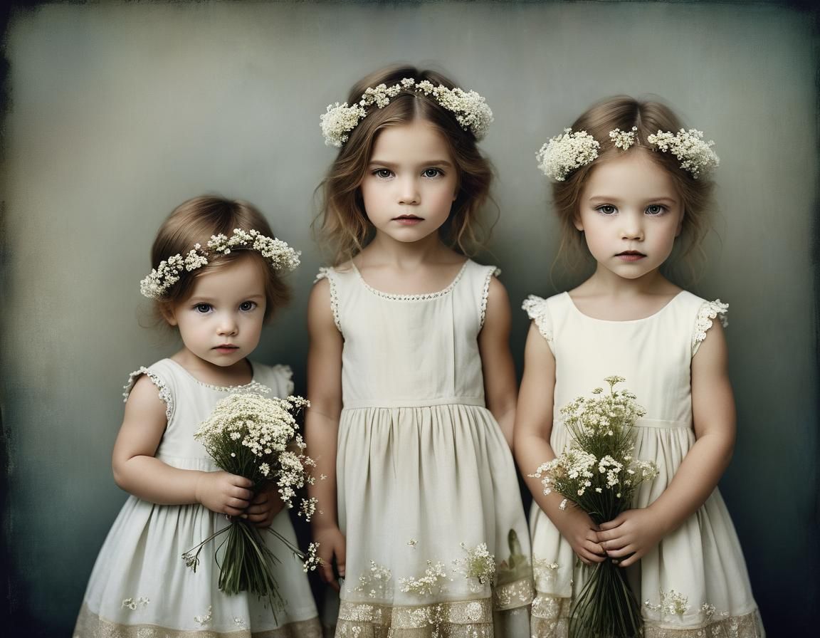 Toddler Siblings with Wildflowers, Ethereal Photography