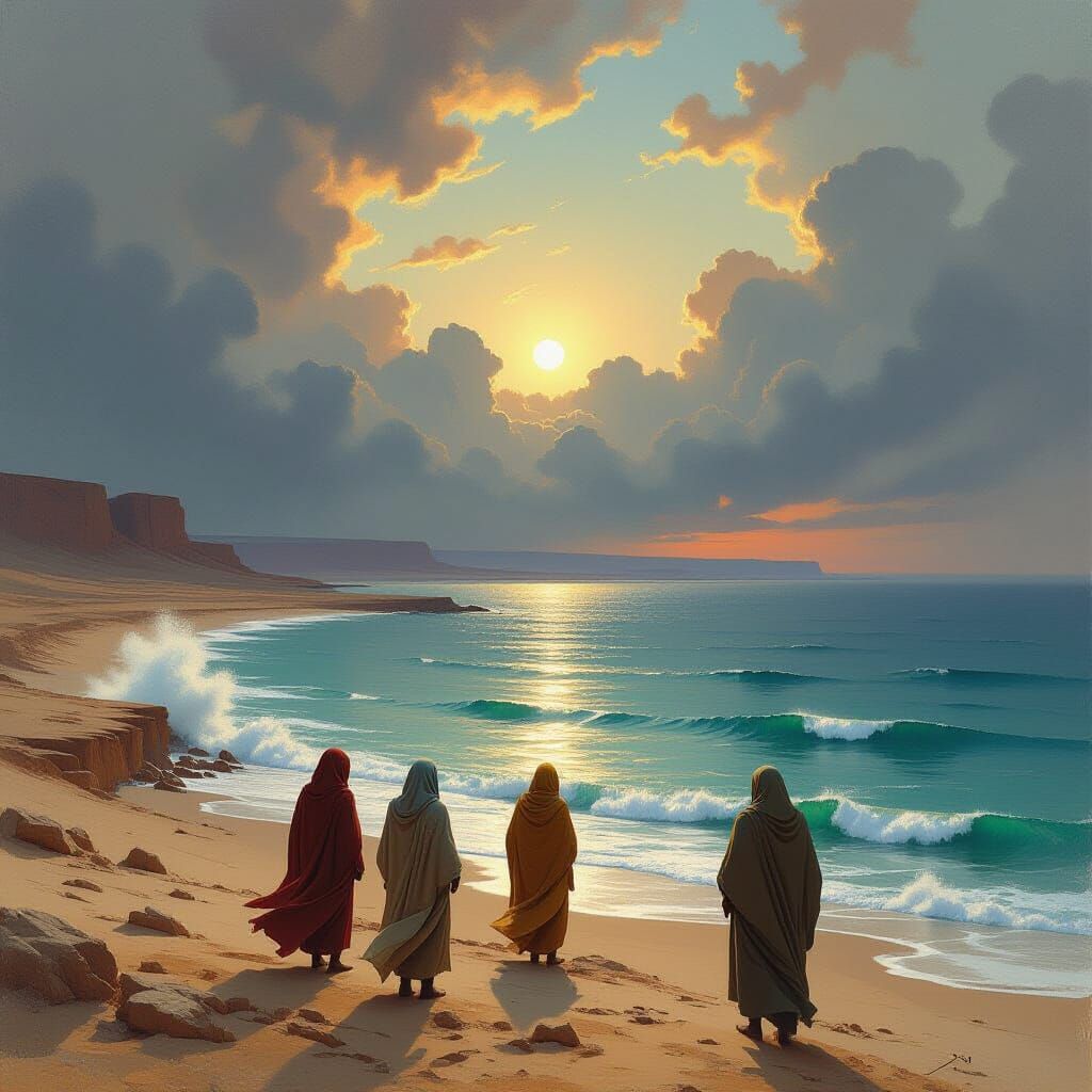 Serene Dead Sea Meets Desert Wasteland in Dramatic Lighting