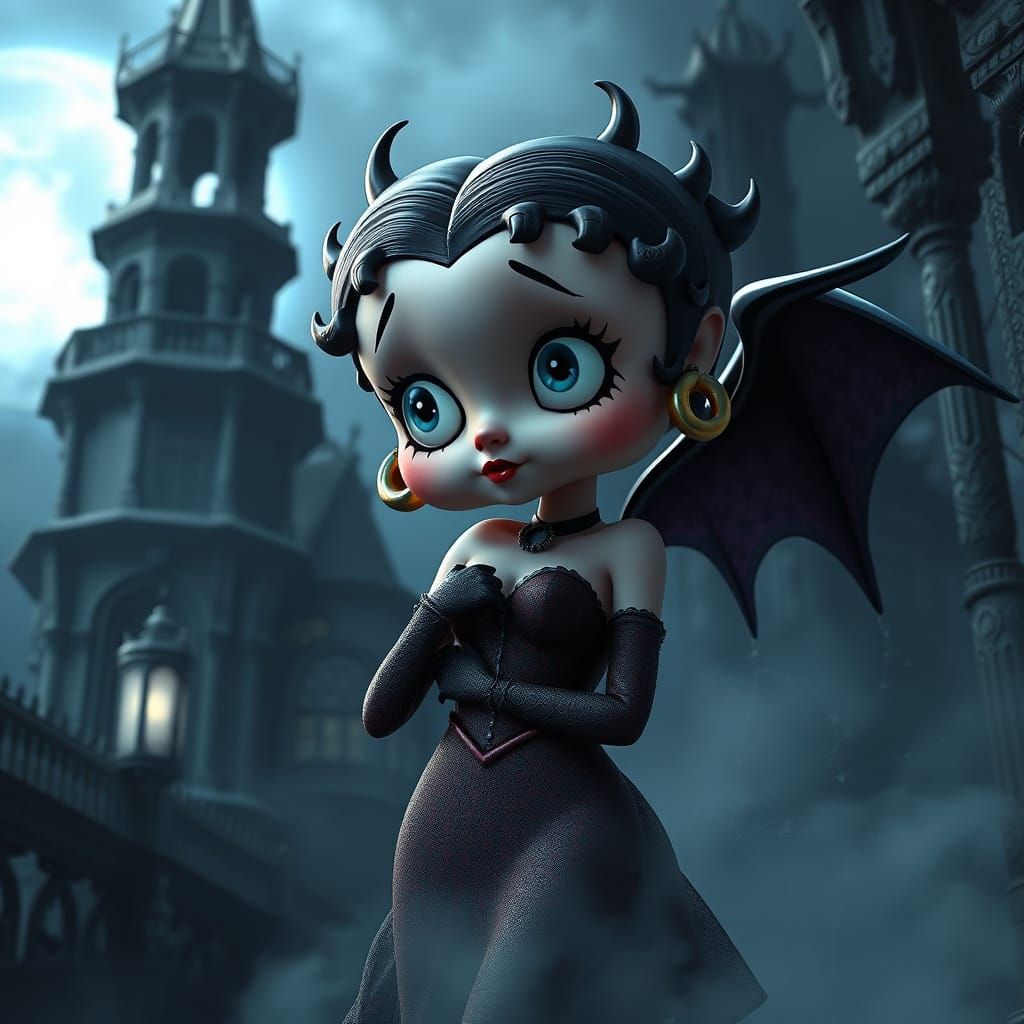 Whimsical Gothic Betty Boop Hybrid in 3D