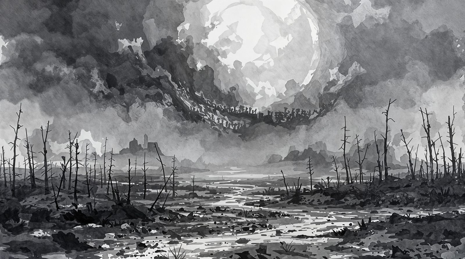 Surreal Monochromatic Dystopia Depicts Intense Suffering
