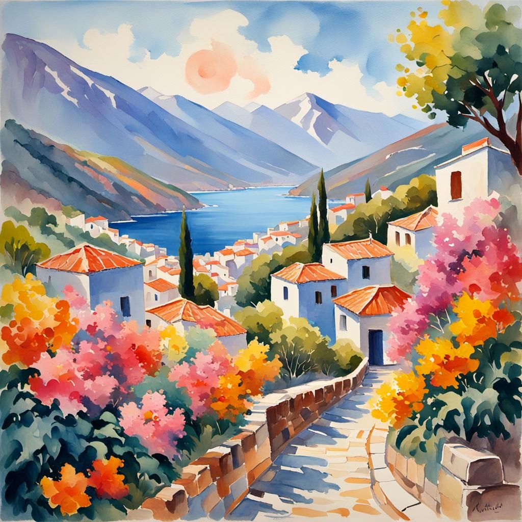 Impressionist Landscape in Gouache and Watercolor