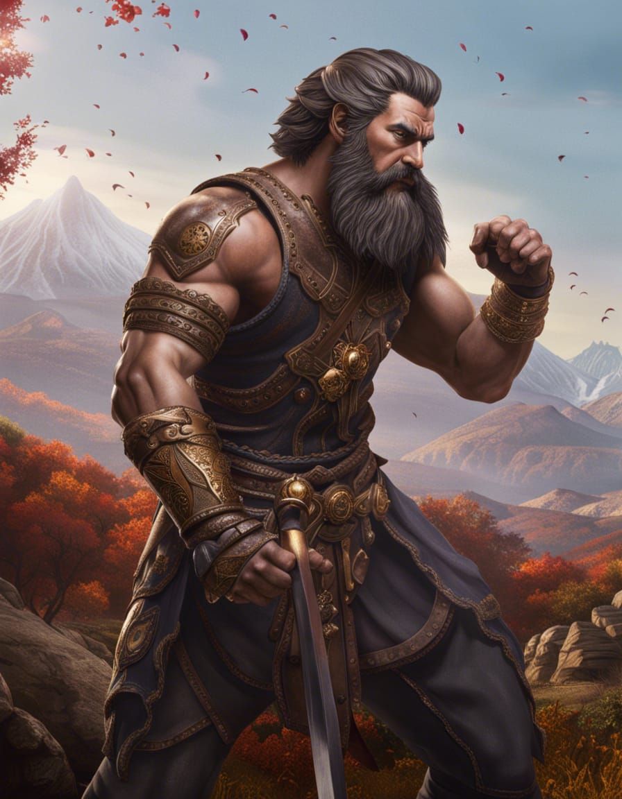 Angry Monk in Mountain Valley: Hyperrealistic Detailed Portr...