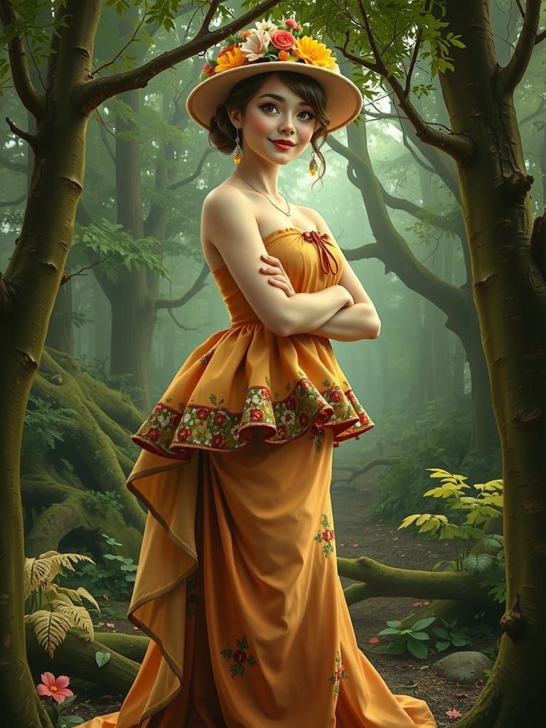 Whimsical Forest Scene in Cartoon Realism Style