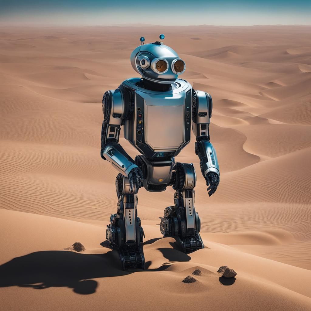 Intricate Robot Loner in Cosmic Science Artifaction