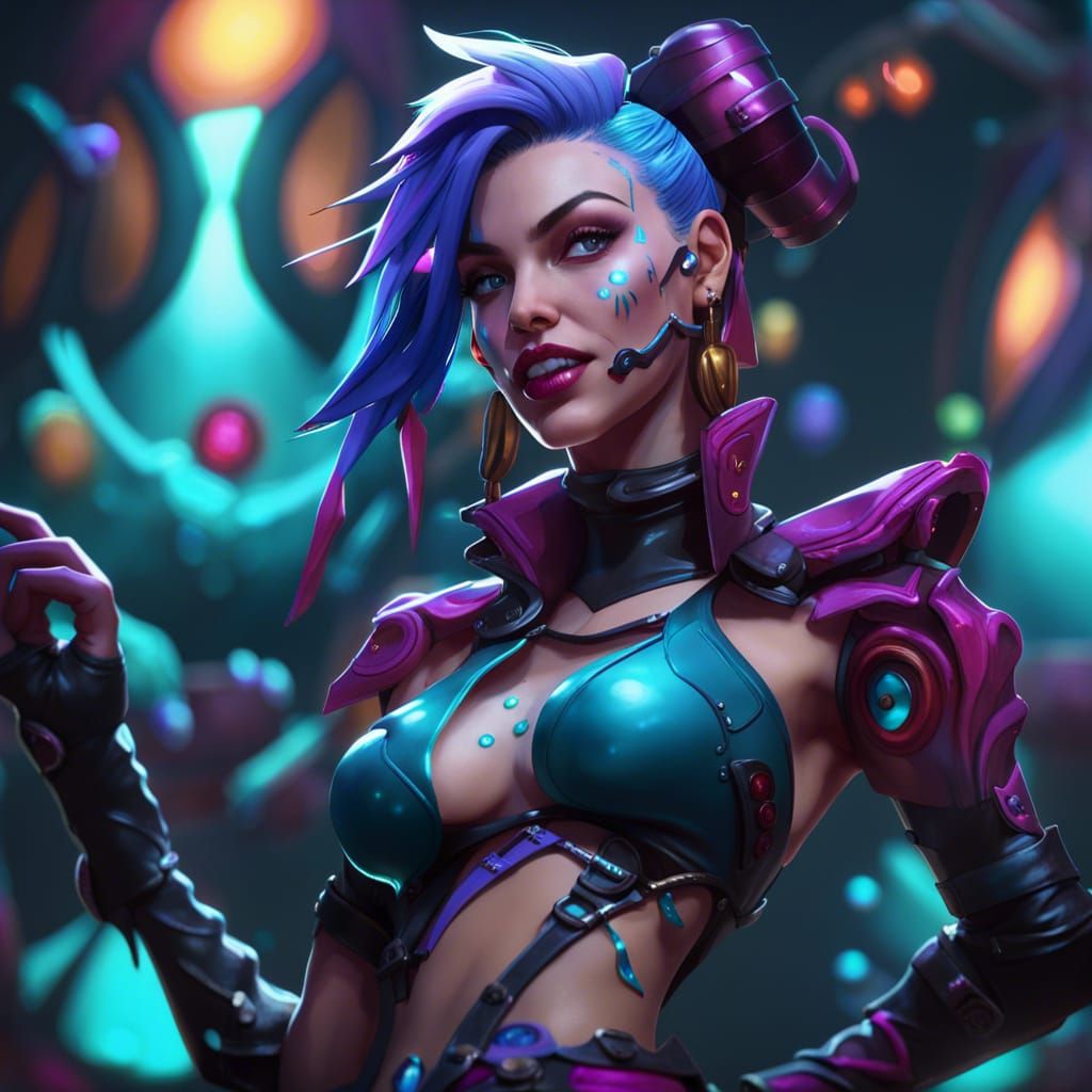 Jinx League of Legends: Detailed Matte Painting