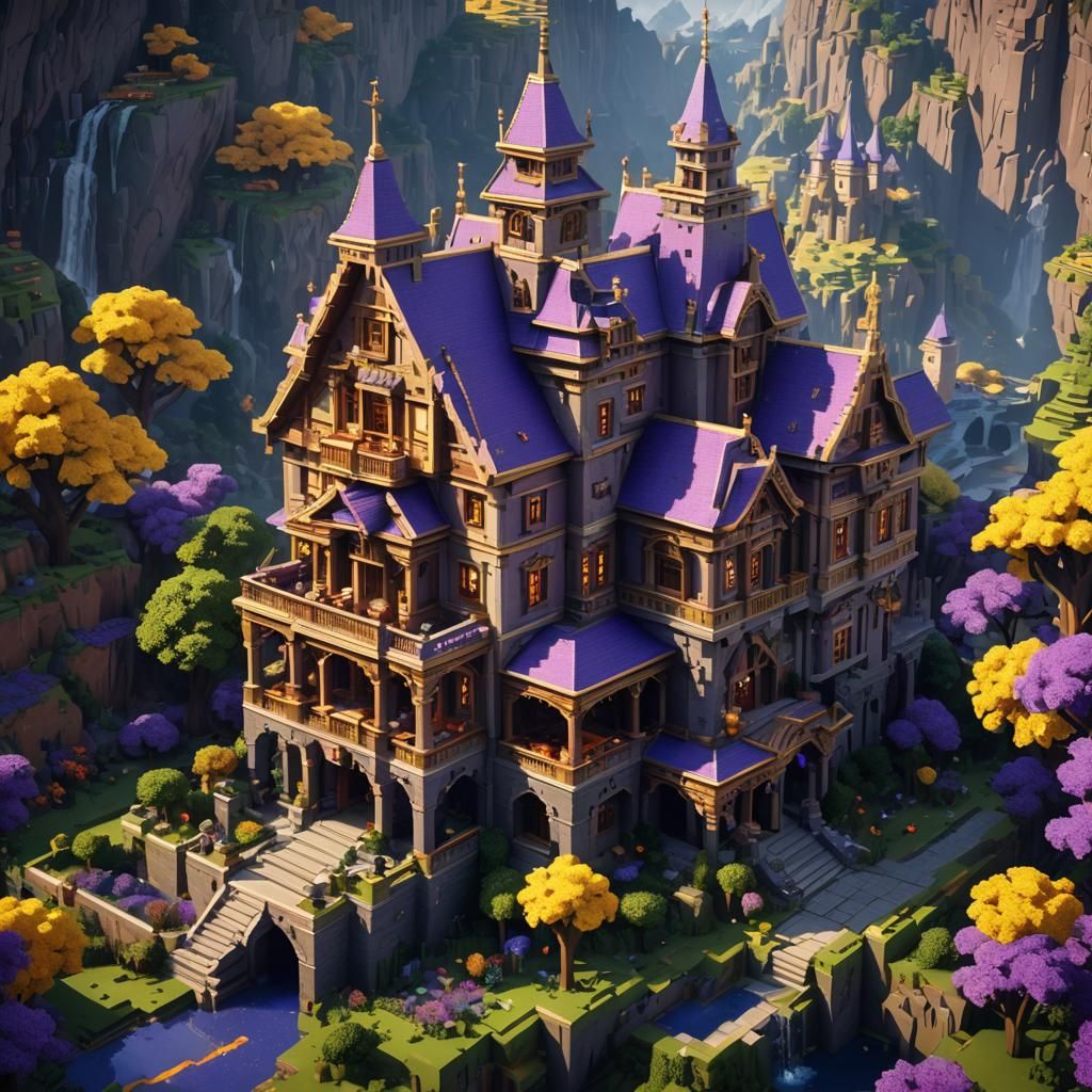 Hyperdetailed Minecraft House in Dark Fantasy Art
