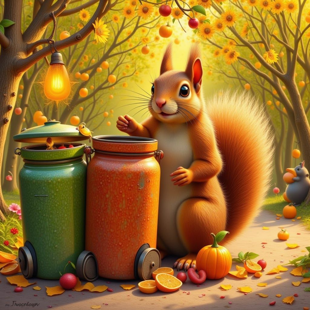 Playful Squirrel's Mischief in Sunny Park