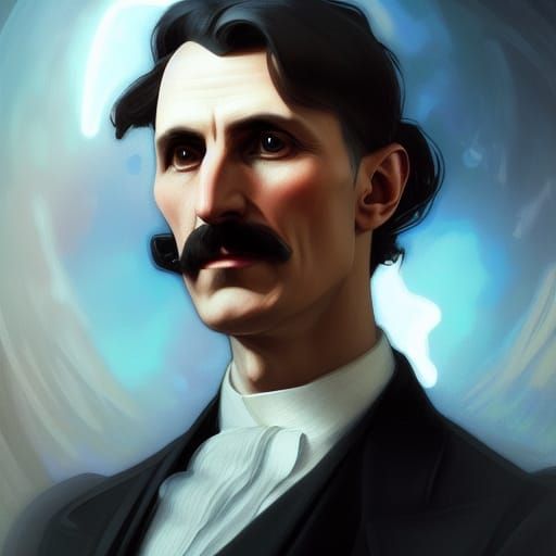 Nikola Tesla Portrait in Artgerm Style