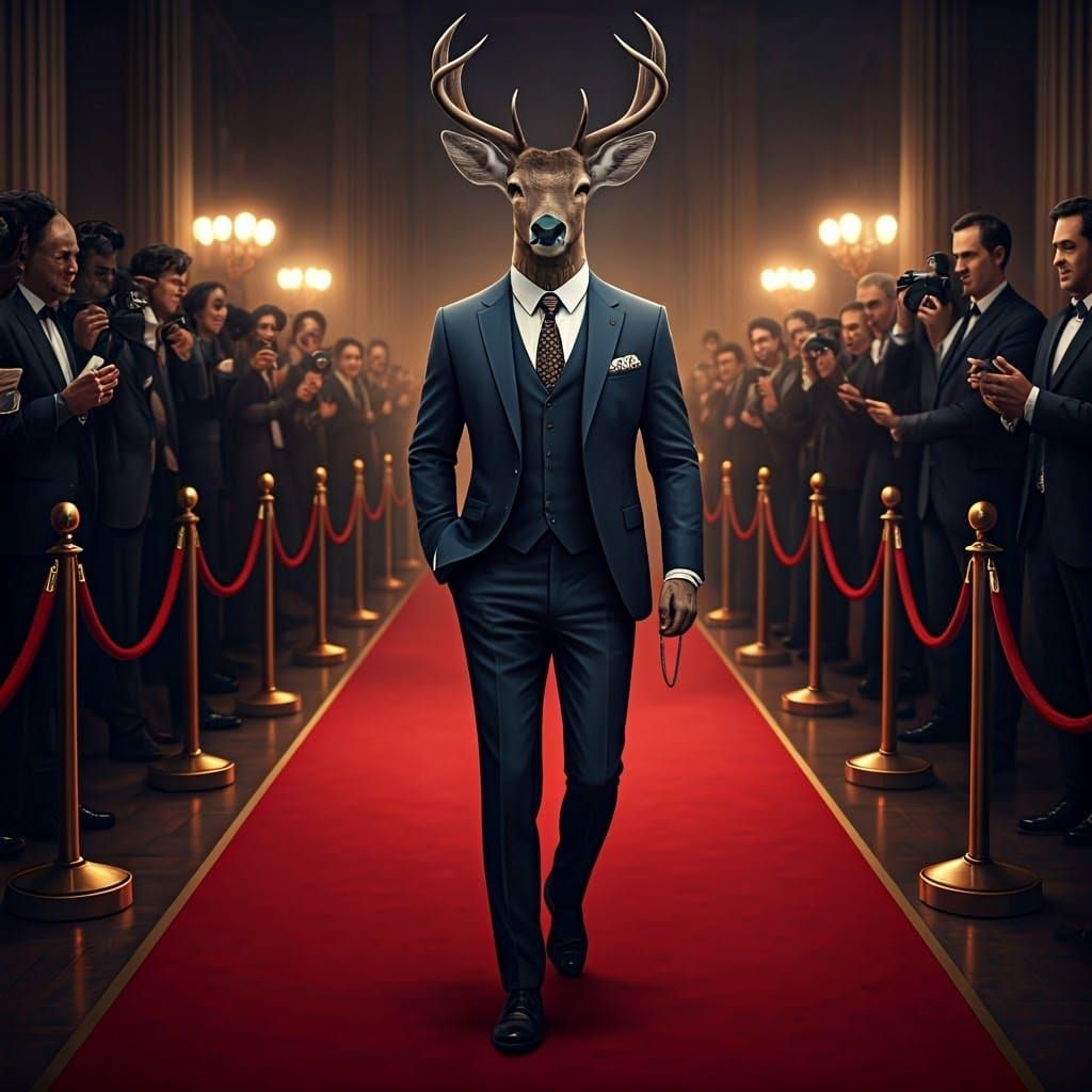 Anthropomorphic Deer Struts Down the Red Carpet
