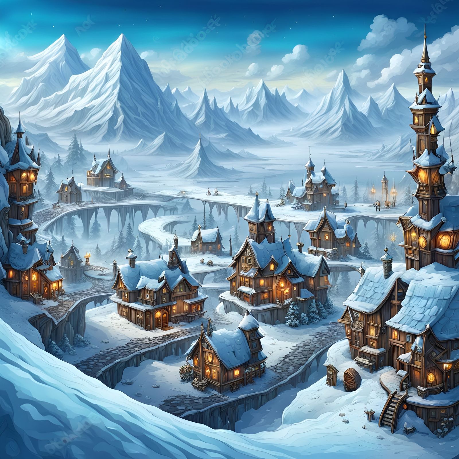 steampunk freezing village