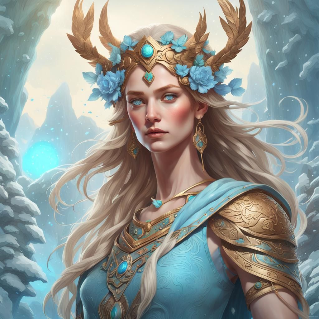 Nordic Goddess Freya: Hyperdetailed Portrait