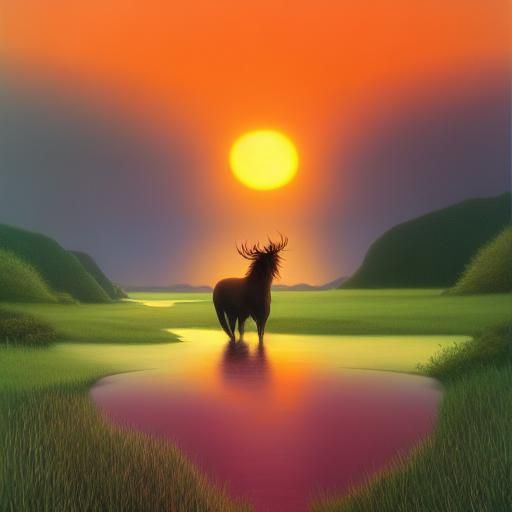 Mystical Creatures Emerge at Sunset: High-Resolution Collage