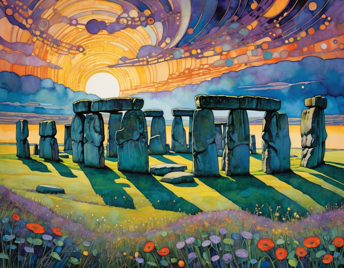 Stonehenge in Intricate Watercolour Style