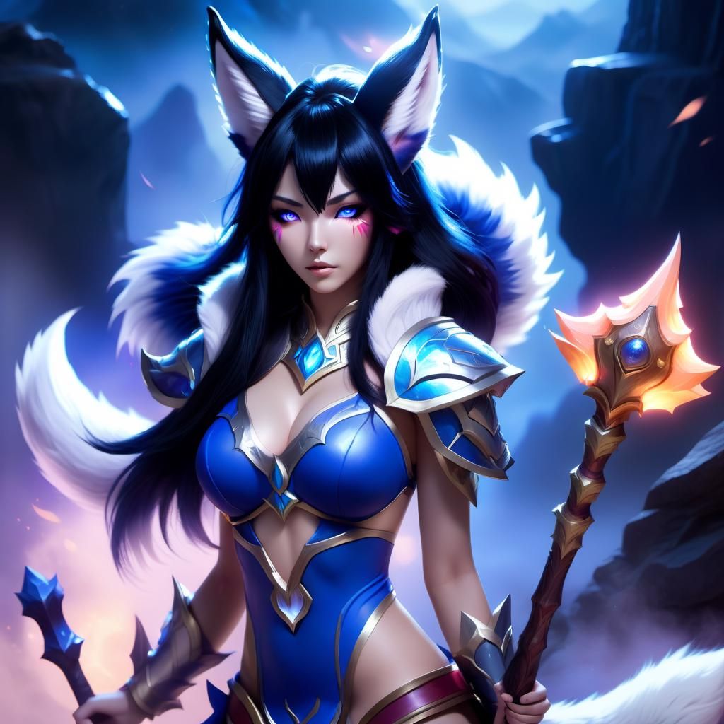 Ahri Shaman with Ancient Weapons in Fantasycore Style