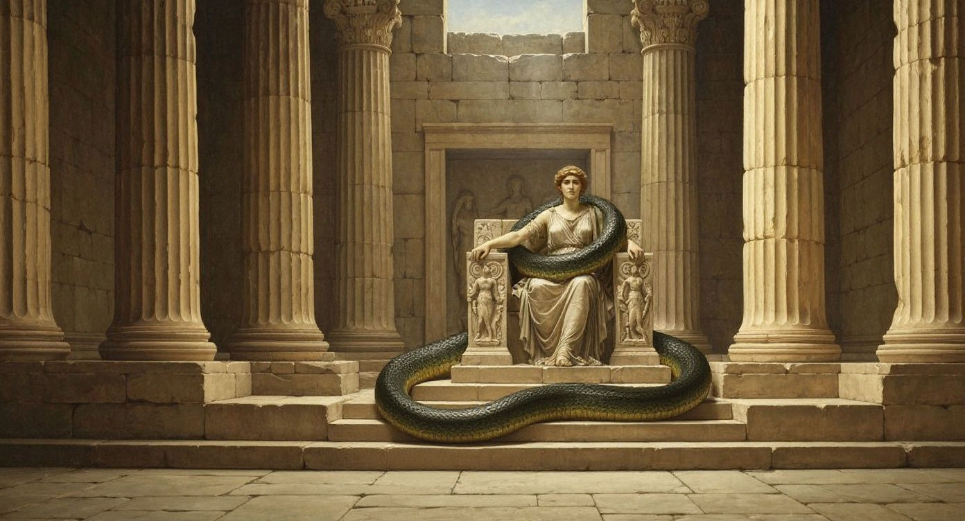 The Oracle at Delphi in Waterhouse Style