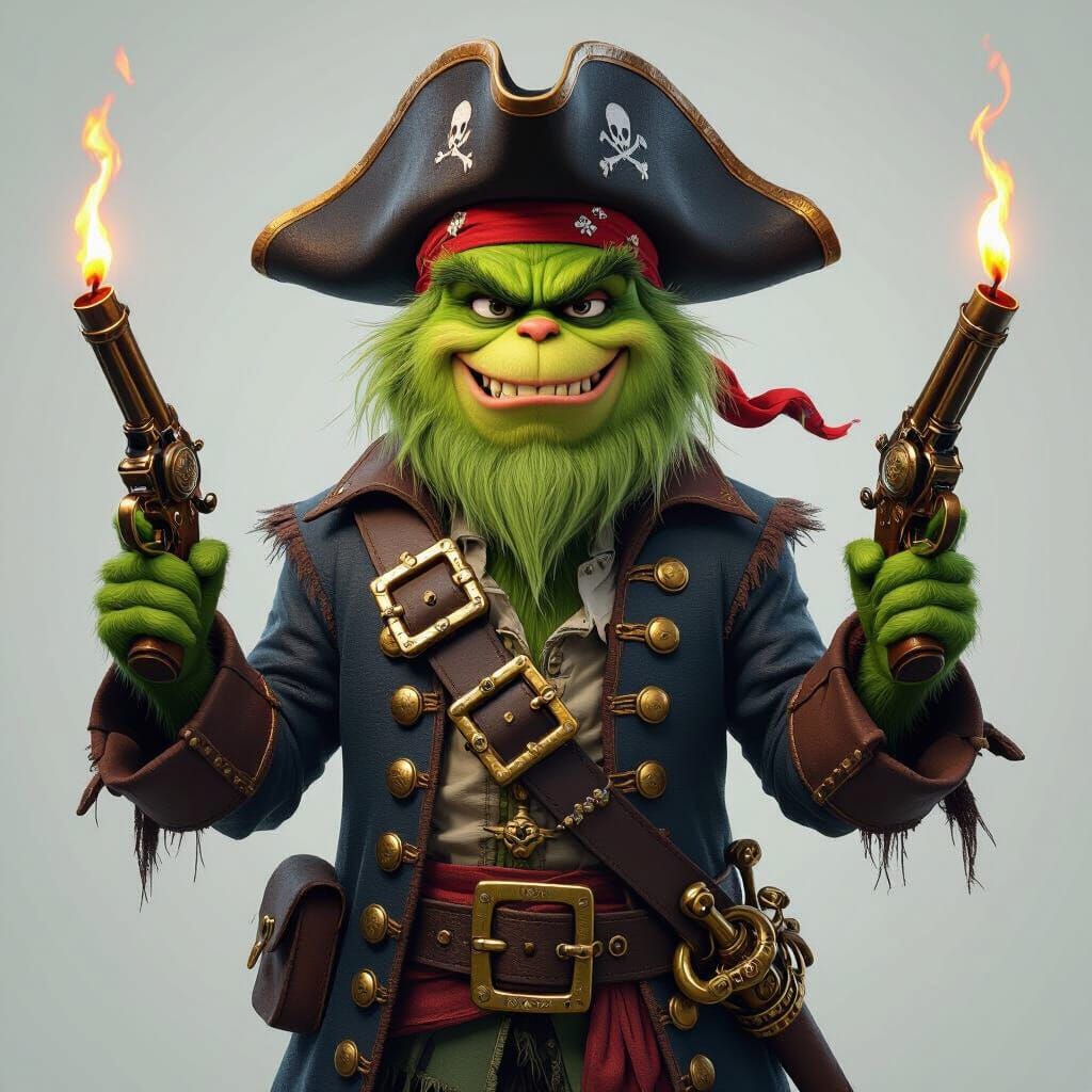 The Grinch as a Pirate: 3D Digital Art