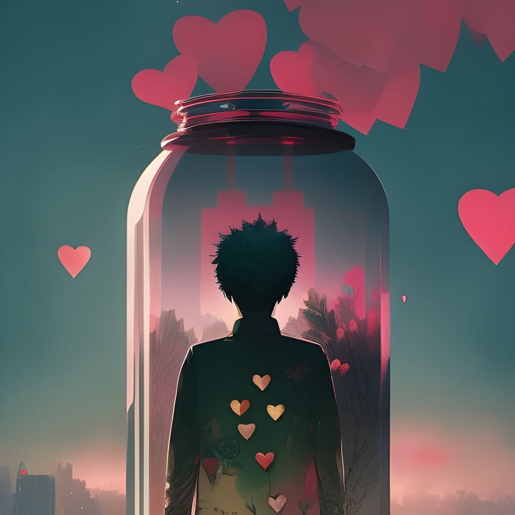 Heart Constellation in Jar: Surreal Collage Art