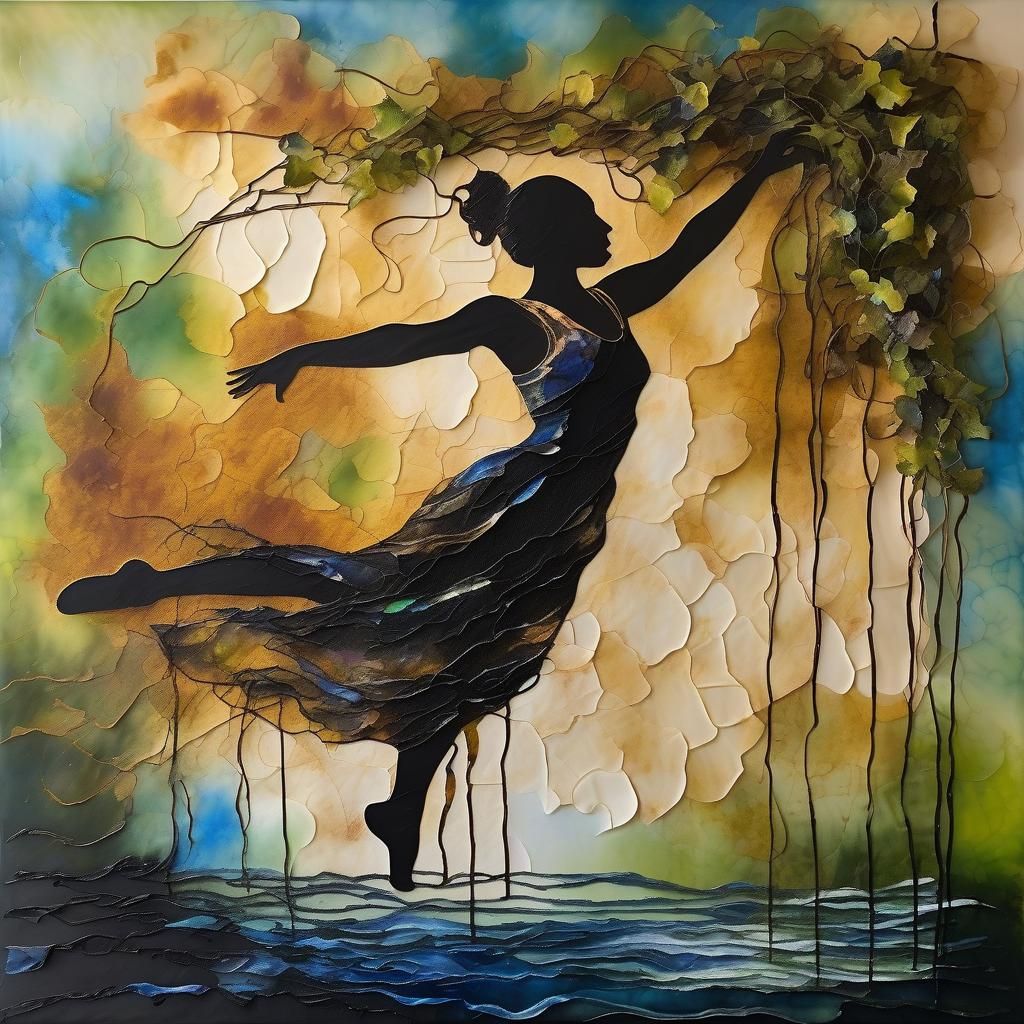 Expressive Contemporary Dance in Rustic Impasto Oil Painting