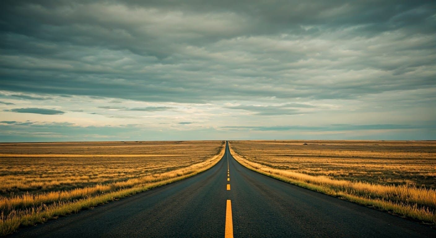 Earthy Midwestern Road Landscape in Soft Light