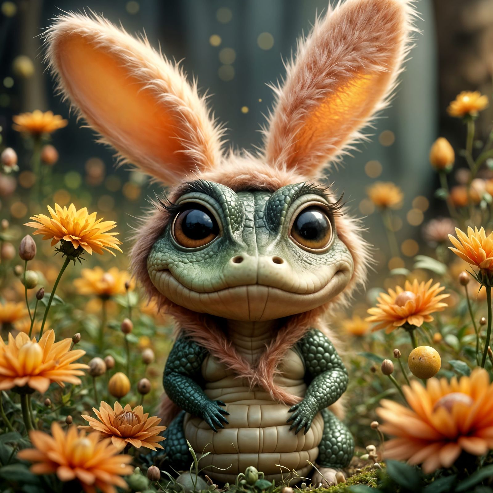 Adorable Crocodile in Bunny Costume for Halloween Party