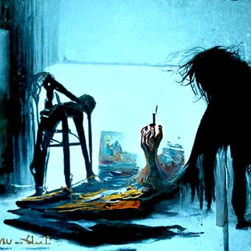 Oil Painting Exploring Depression, Anxiety, Psychosis