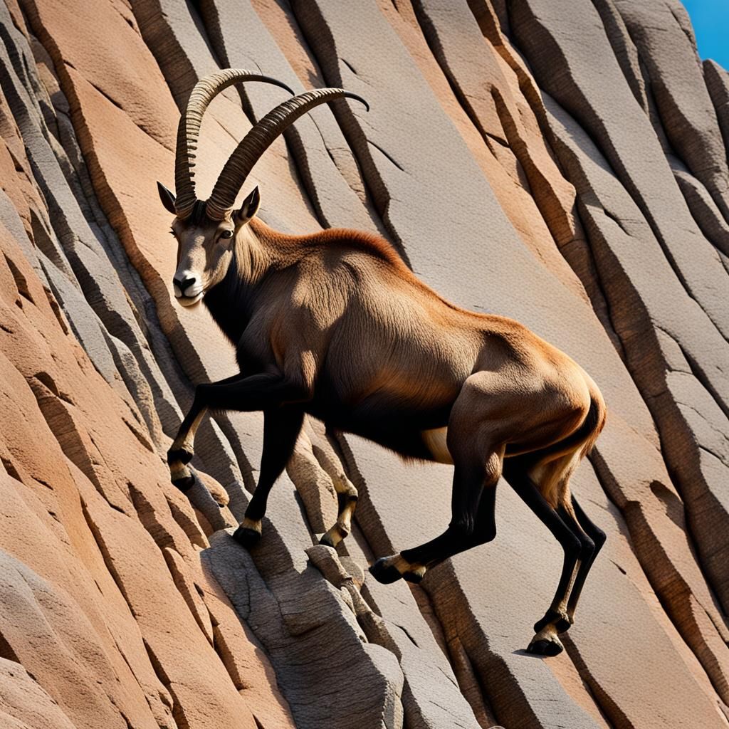 Ibex Defies Gravity on Sheer Cliff Face