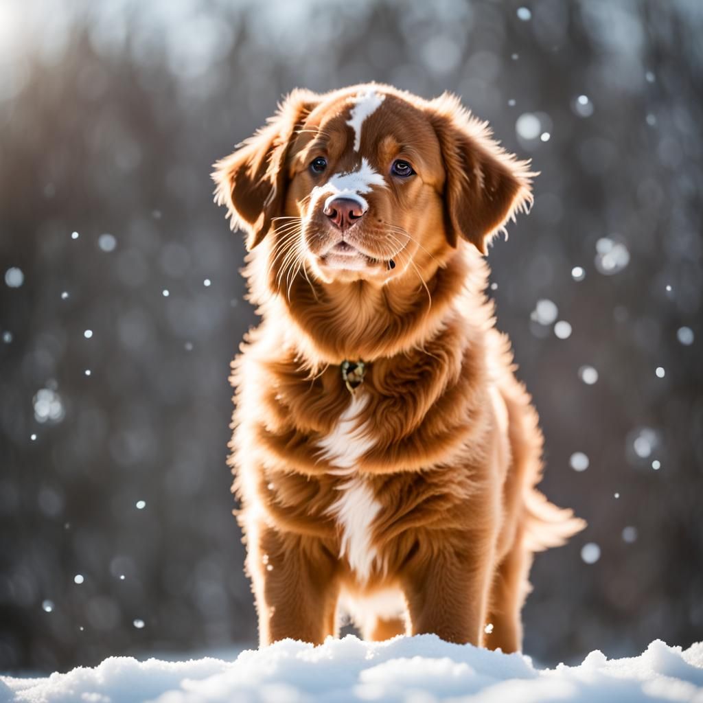Nova Scotia Duck Toller Puppy in Snow