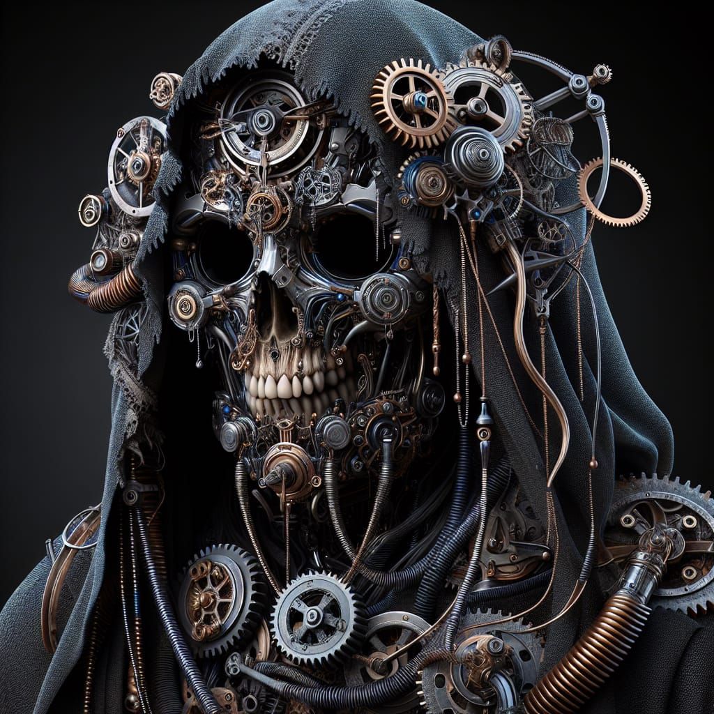 Steampunk Horror Character with Mechanical Details