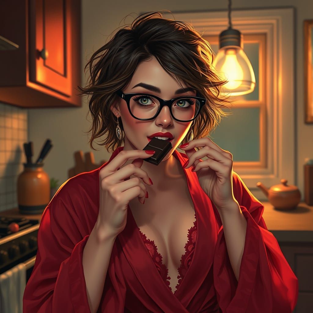 Crimson Robe in Warm Kitchen Nook: Matte Painting