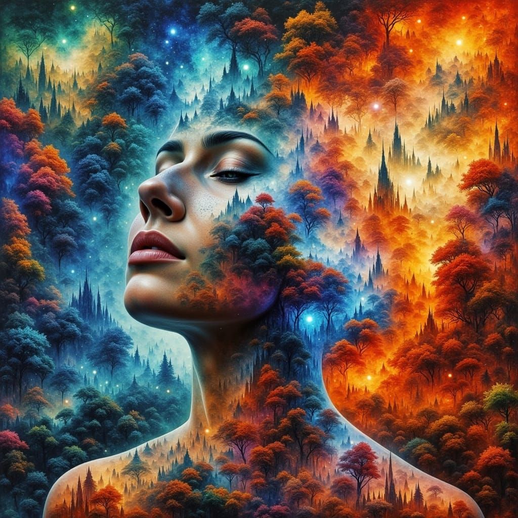 A woman in abstract