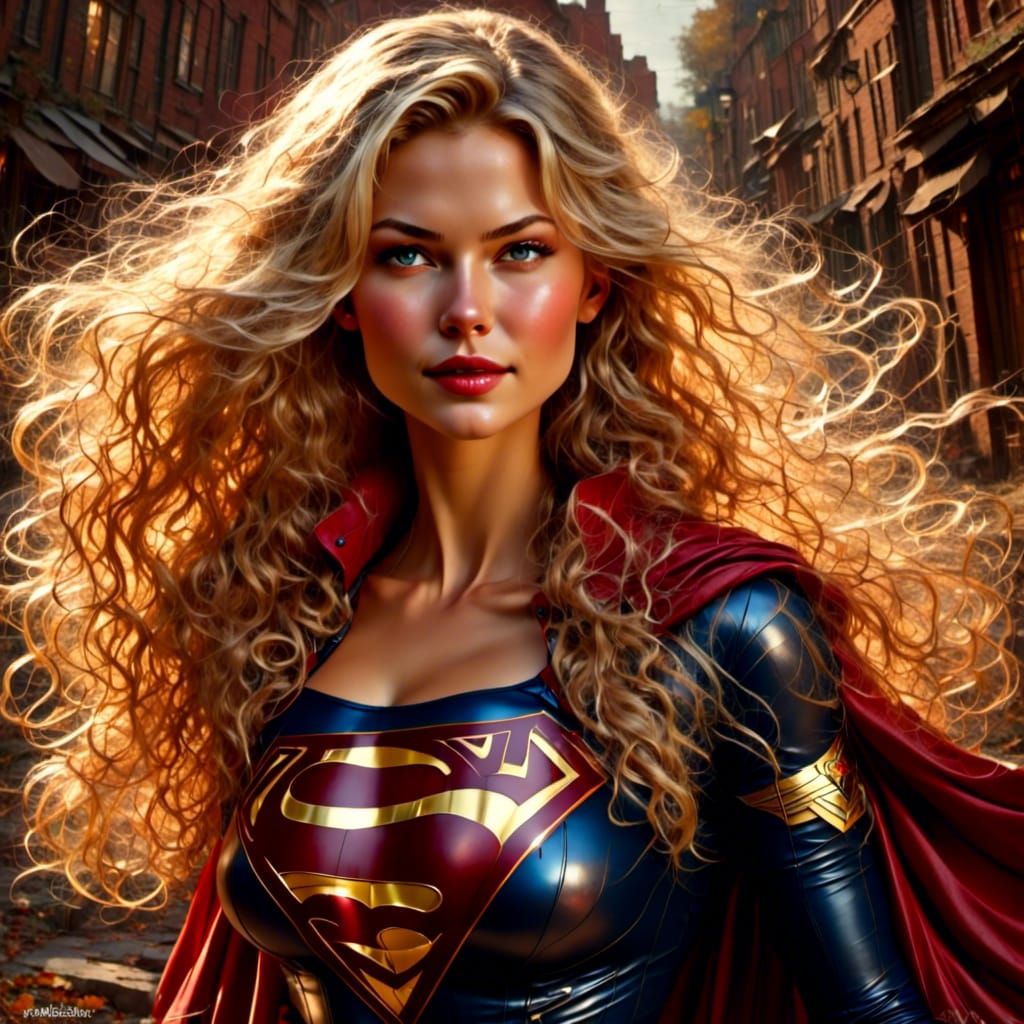 Steampunk Supergirl Impasto Portrait in High Resolution