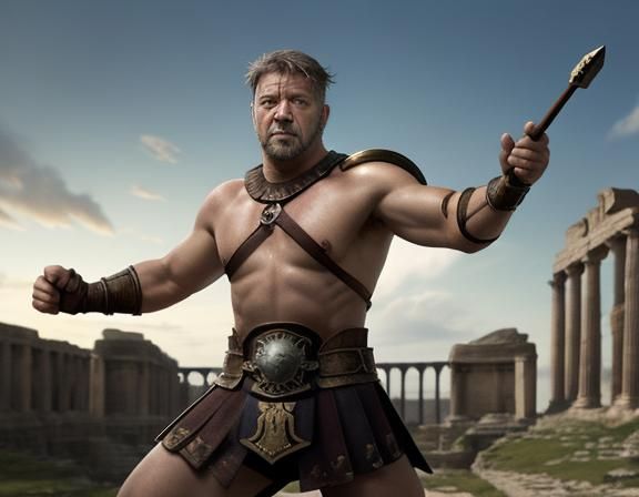 Powerful Gladiator in Roman Arena